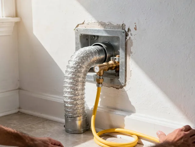 Richmond Hill Dryer Vent Cleaning certified technician performing specialized gas dryer vent cleaning in Richmond Hill